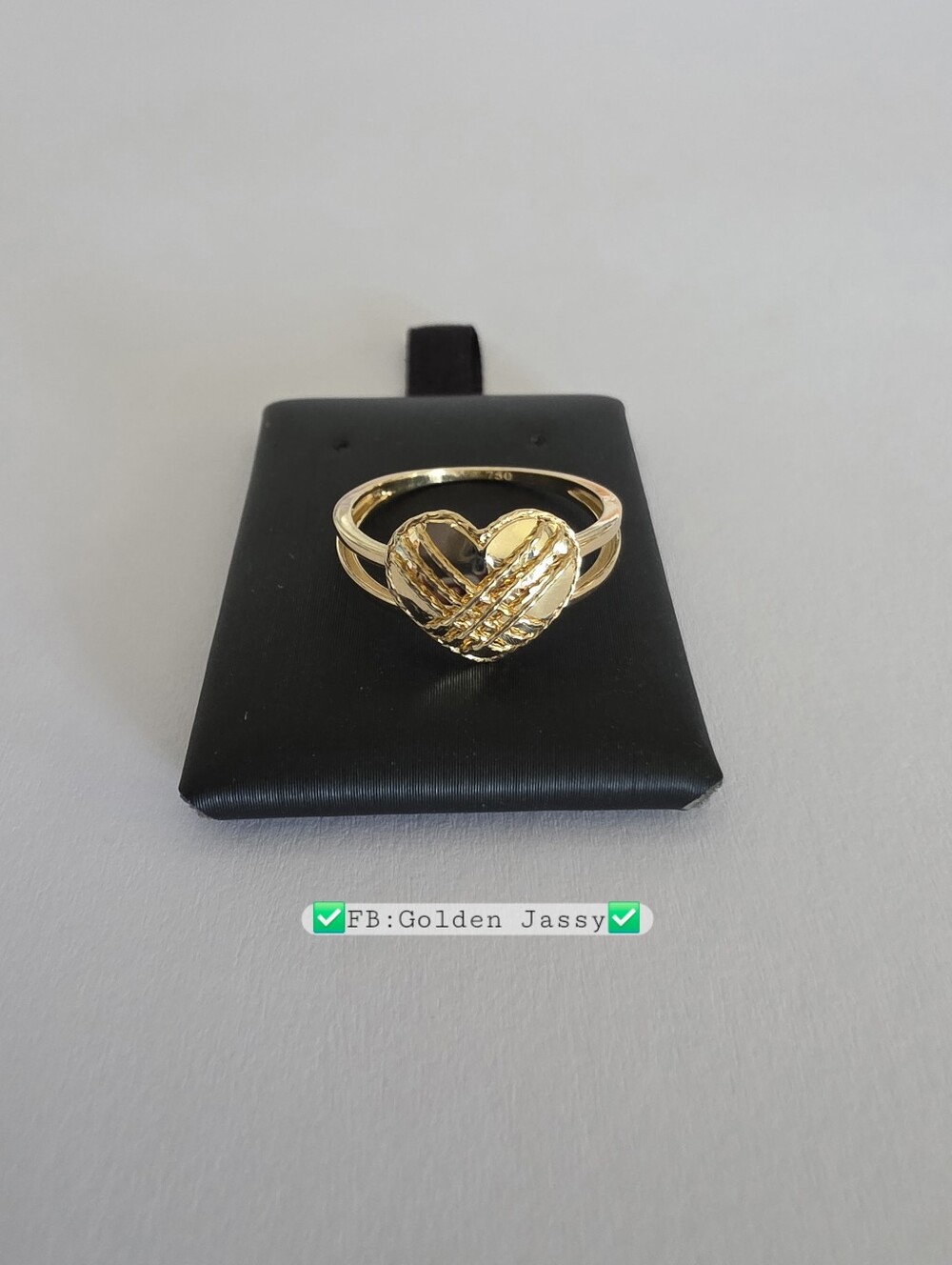 18K Real Gold Heart Ring 6
